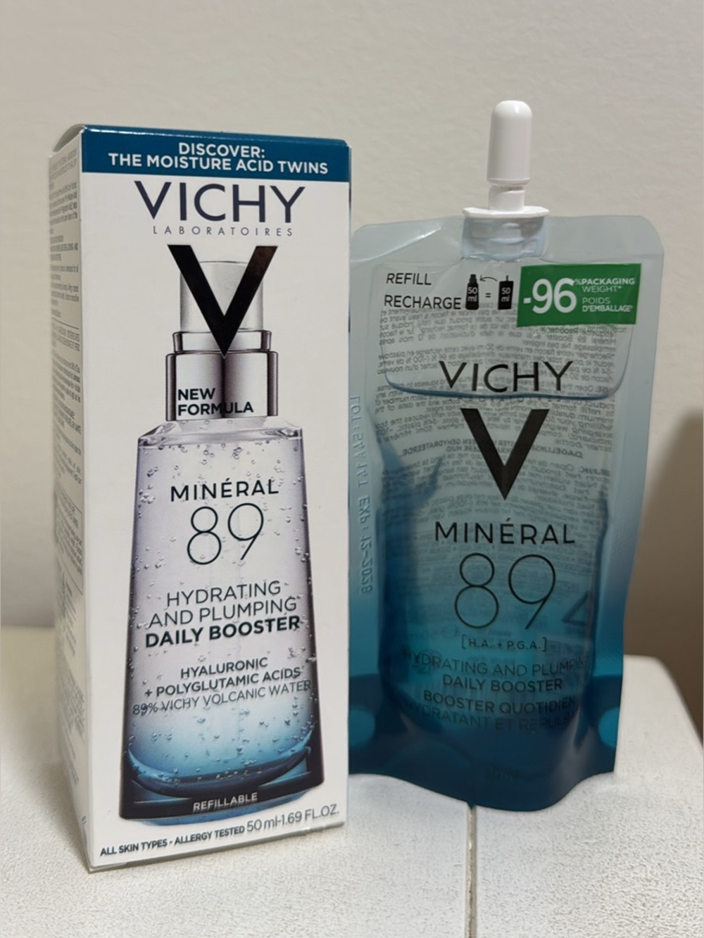 BNIB Vichy Minéral 89 Skincare Set - 50ml Bottle & 50ml Eco-Refill Pouch